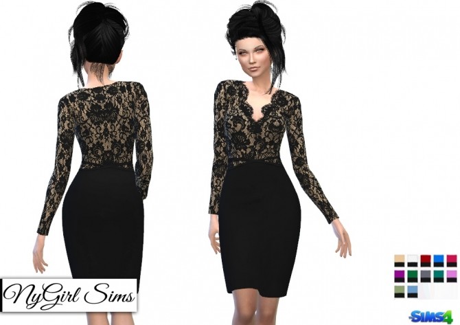 Sims 4 V Neck Lace Pencil Dress at NyGirl Sims