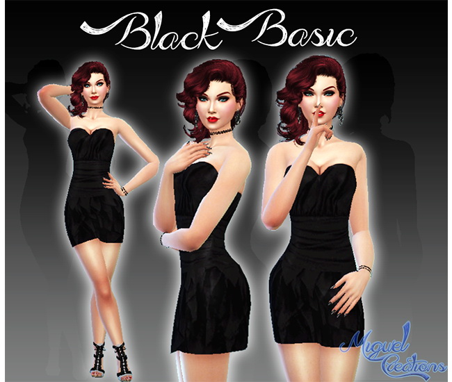 Sims 4 Black Basic dress at Victor Miguel