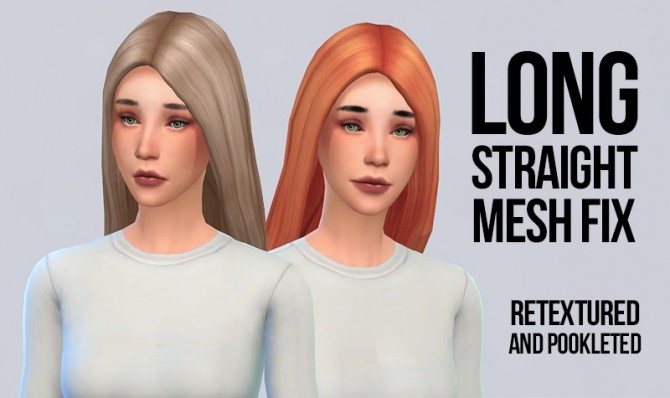 Sims 4 Long straight hair mesh mix and recolors at Simserenity