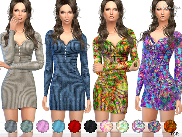Sims 4 Ribbed Thermal Dress by ekinege at TSR