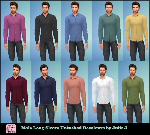 Sims 4 Male Long Sleeve Shirt Untucked Recolours at Julietoon – Julie J