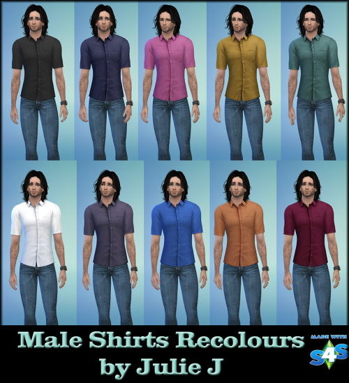 Sims 4 Male Short Sleeve Shirt recolours at Julietoon – Julie J