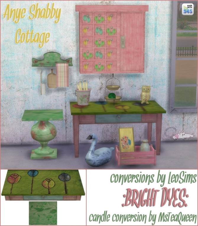 Sims 4 Anye shabby cottage item recolors at Loverat Sims4