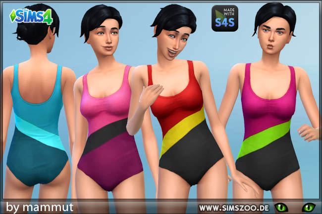 Sims 4 Bade Tricolor swimsuit by mammut at Blacky’s Sims Zoo