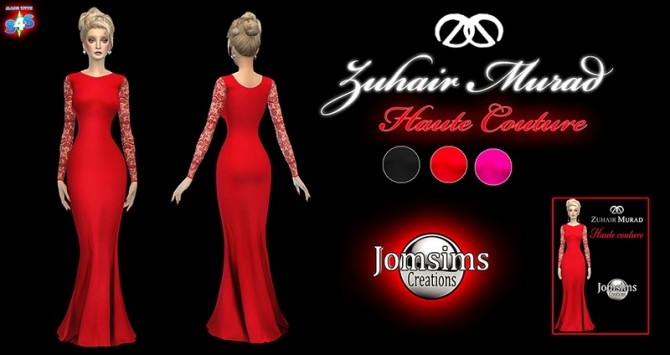 Sims 4 3 haute couture dresses at Jomsims Creations