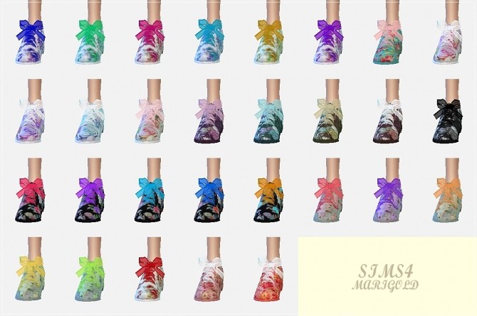 Sims 4 Male ribbon floral oxford & frill socks at Marigold
