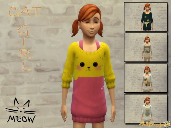 Sims 4 4 printed cats tops and dresses by Bettyboopjade at Sims Artists