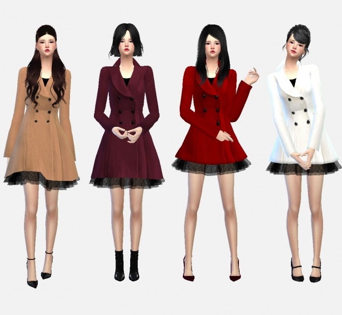 Sims 4 Winter coat with skirt at Marigold