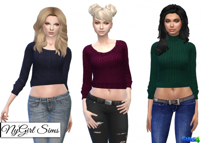 Knitted Crop Sweaters at NyGirl Sims » Sims 4 Updates