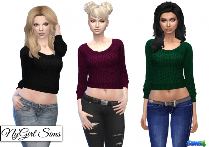 Knitted Crop Sweaters at NyGirl Sims » Sims 4 Updates