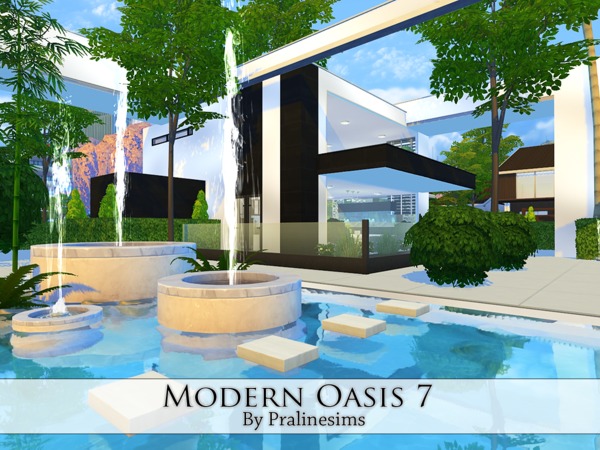 Sims 4 Modern Oasis 7 house by Pralinesims at TSR