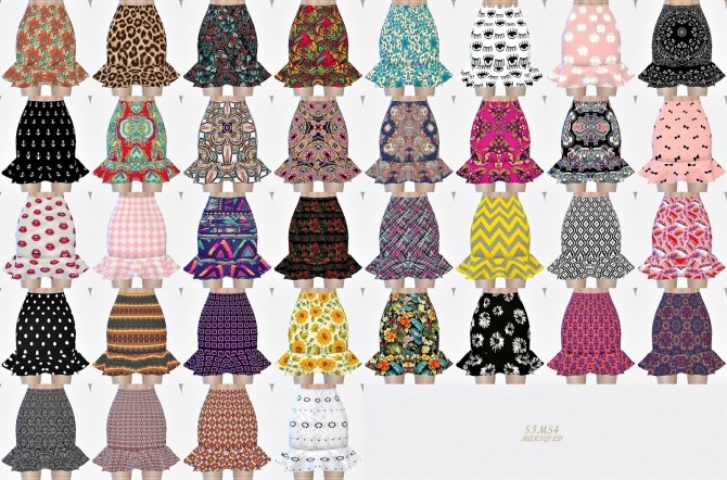 Sims 4 Mermaid line mini skirt pattern at Marigold