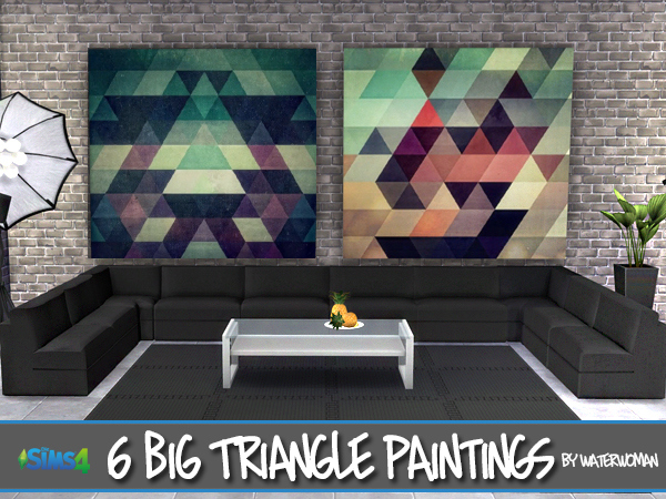 Sims 4 Big Triangle Painting Set by Waterwoman at Akisima