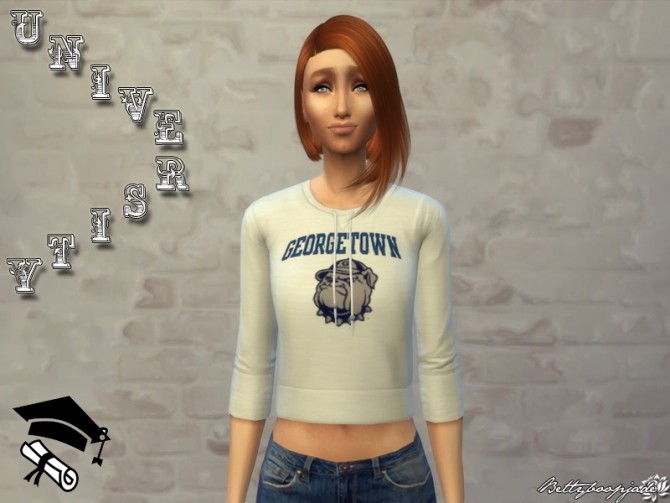 Sims 4 University tops by Bettyboopjade at Sims Artists