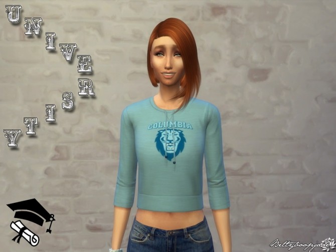 Sims 4 University tops by Bettyboopjade at Sims Artists