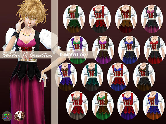 Sims 4 Medieval edge long dress at Studio K Creation