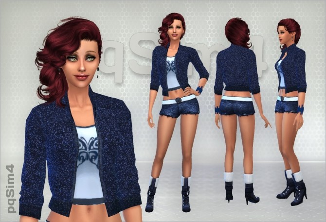 Sims 4 Set jacket, shorts and boots by Mary Jimenez at pqSims4