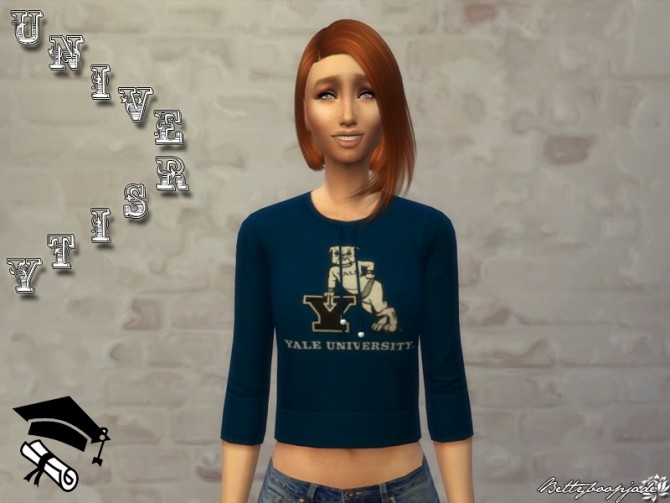 Sims 4 University tops by Bettyboopjade at Sims Artists