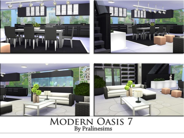 Sims 4 Modern Oasis 7 house by Pralinesims at TSR