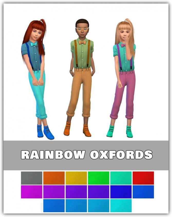 Sims 4 Rainbow Oxford Shoes For Kids at Maimouth Sims4