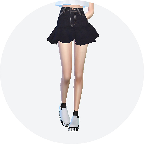 Sims 4 Trumpet Mini Skirt single color at Marigold