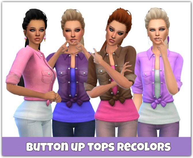 Sims 4 Button Up Tops Recolors at Maimouth Sims4