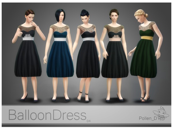 Sims 4 Balloon Style Dress 04 by Pollen D at TSR