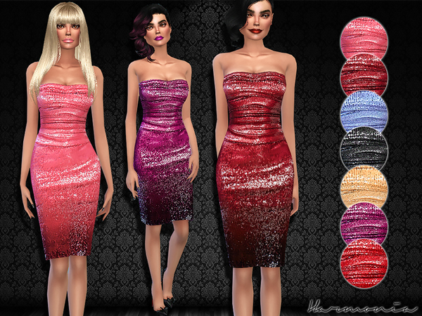 Sims 4 Crushed Sequin Bodice Dress by Harmonia at TSR