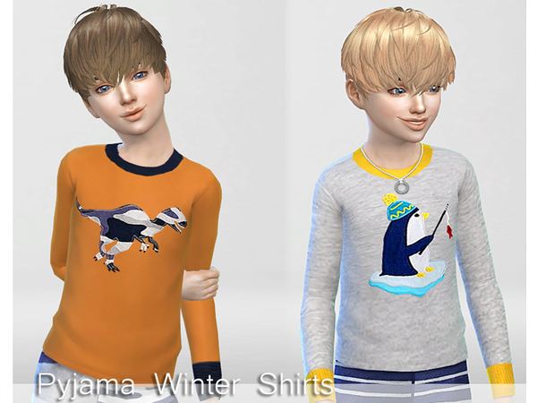 Sims 4 Winter Pyjama Set for Boys by Pinkzombiecupcakes at TSR