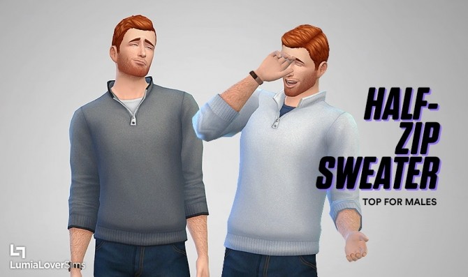 Sims 4 Half zip sweater at LumiaLover Sims