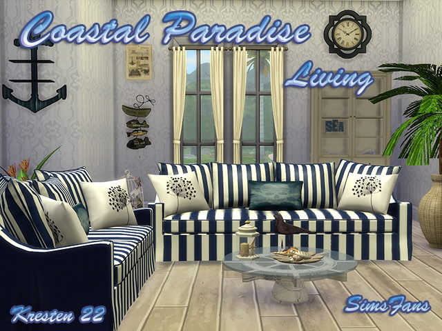 Sims 4 Coastal Paradise Living by Kresten 22 at Sims Fans