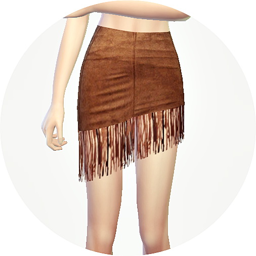Sims 4 Fringe asymmetry mini skirt at Marigold