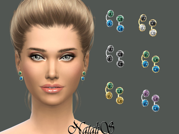 Sims 4 Semi precious gemstone earrings by NataliS at TSR