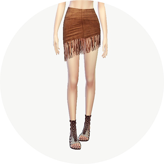 Sims 4 Fringe asymmetry mini skirt at Marigold