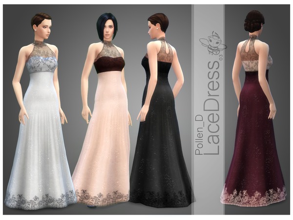 Sims 4 Lace Dress 03 by Pollen D at TSR