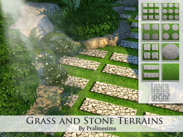 Sims 4 Grass and Stone Terrains by Pralinesims at TSR