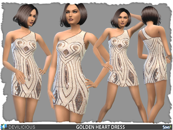 Sims 4 Golden Heart Dress by Devilicious at TSR