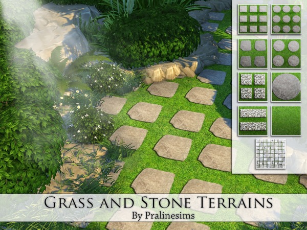 Sims 4 Grass and Stone Terrains by Pralinesims at TSR