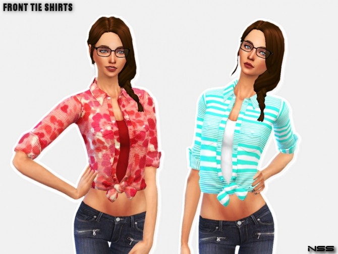 Sims 4 FRONT TIE SHIRTS at NiteSkky Sims