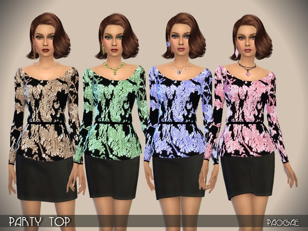 Sims 4 PartyTop by Paogae at TSR