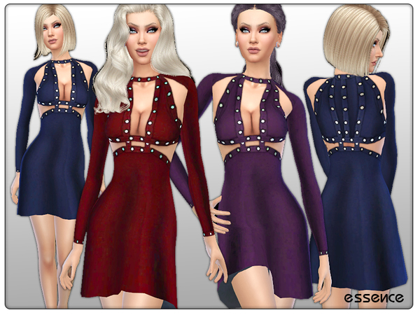 Sims 4 Cashmere Dress with Metal Details by simseviyo at TSR