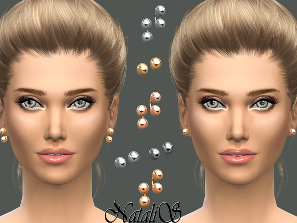 Sims 4 Metal balls stud earrings set by NataliS at TSR
