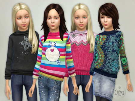 Printed Sweatshirt for Girls P07 by lillka at TSR » Sims 4 Updates