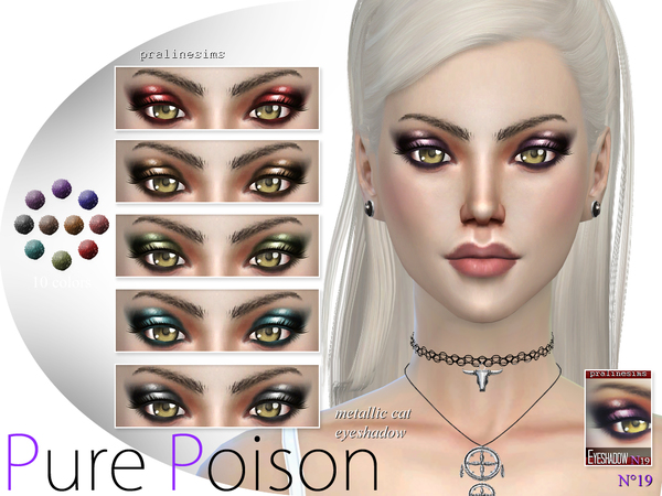 Sims 4 Pure Poison Metallic Cat Eyeshadow N19 by Pralinesims at TSR