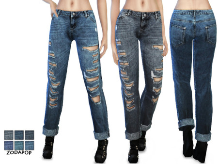 Mid Wash Boyfriend Jeans by zodapop at TSR » Sims 4 Updates