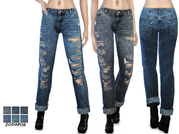 Sims 4 Mid Wash Boyfriend Jeans by zodapop at TSR