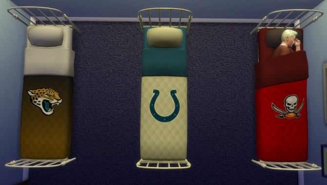 Sims 4 NFL Bedspreads for Veranka single mattresses by Ruffinshot at Mod The Sims