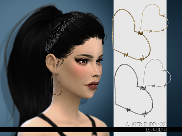 Sims 4 Caged Earrings by LeahLilith at TSR