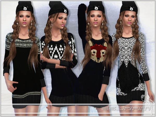 Sims 4 Knitted sweater dress by EsyraM at TSR