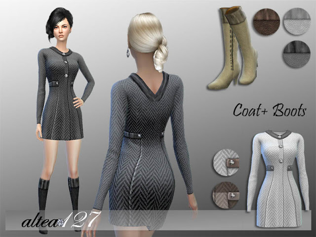 Sims 4 Alexia Coat + Boots at Altea127 SimsVogue